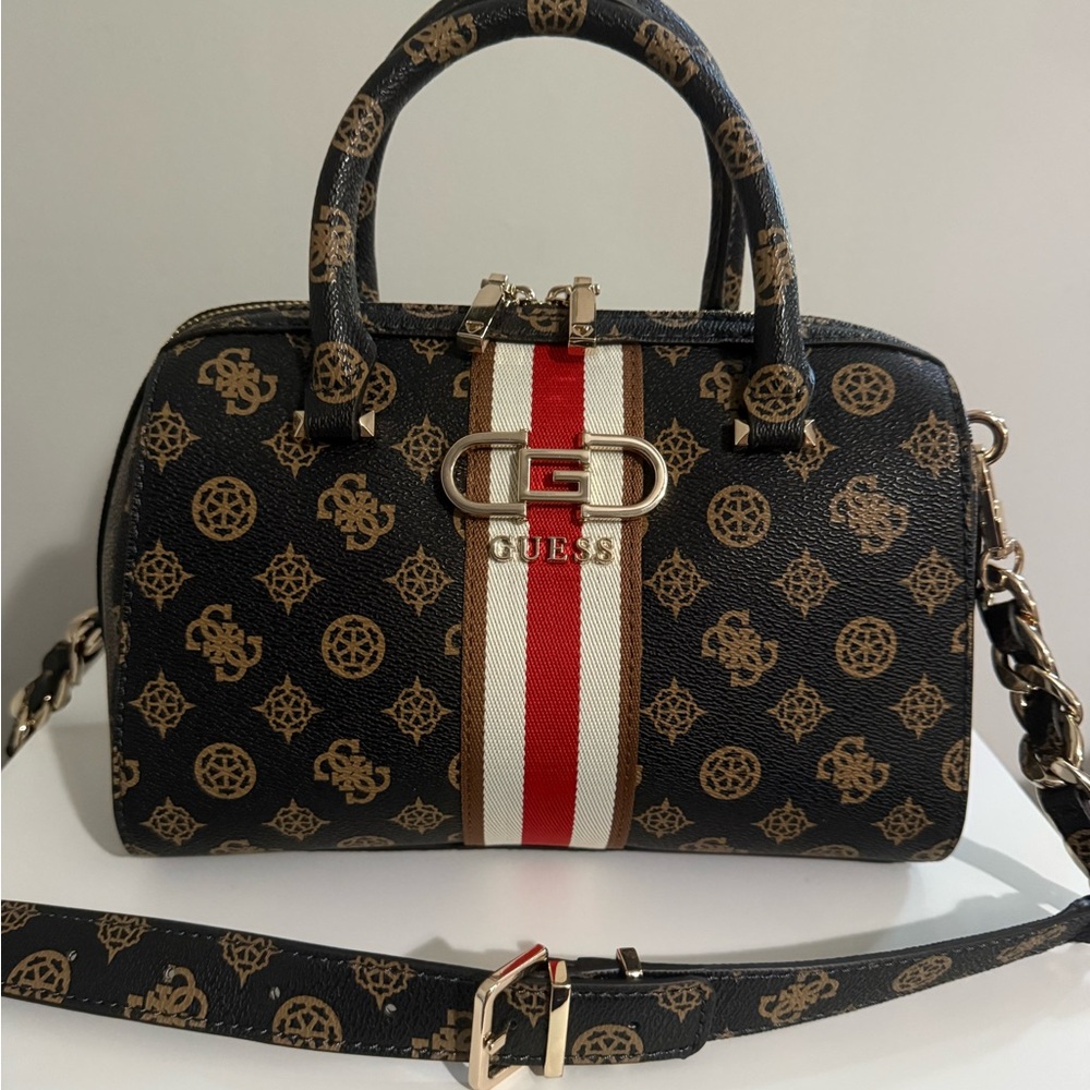 GUESS Monogram logo Nelka satchel New